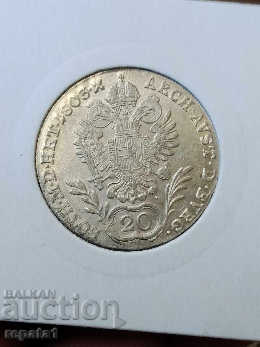 Licitație 20 kreĭtseri 1803