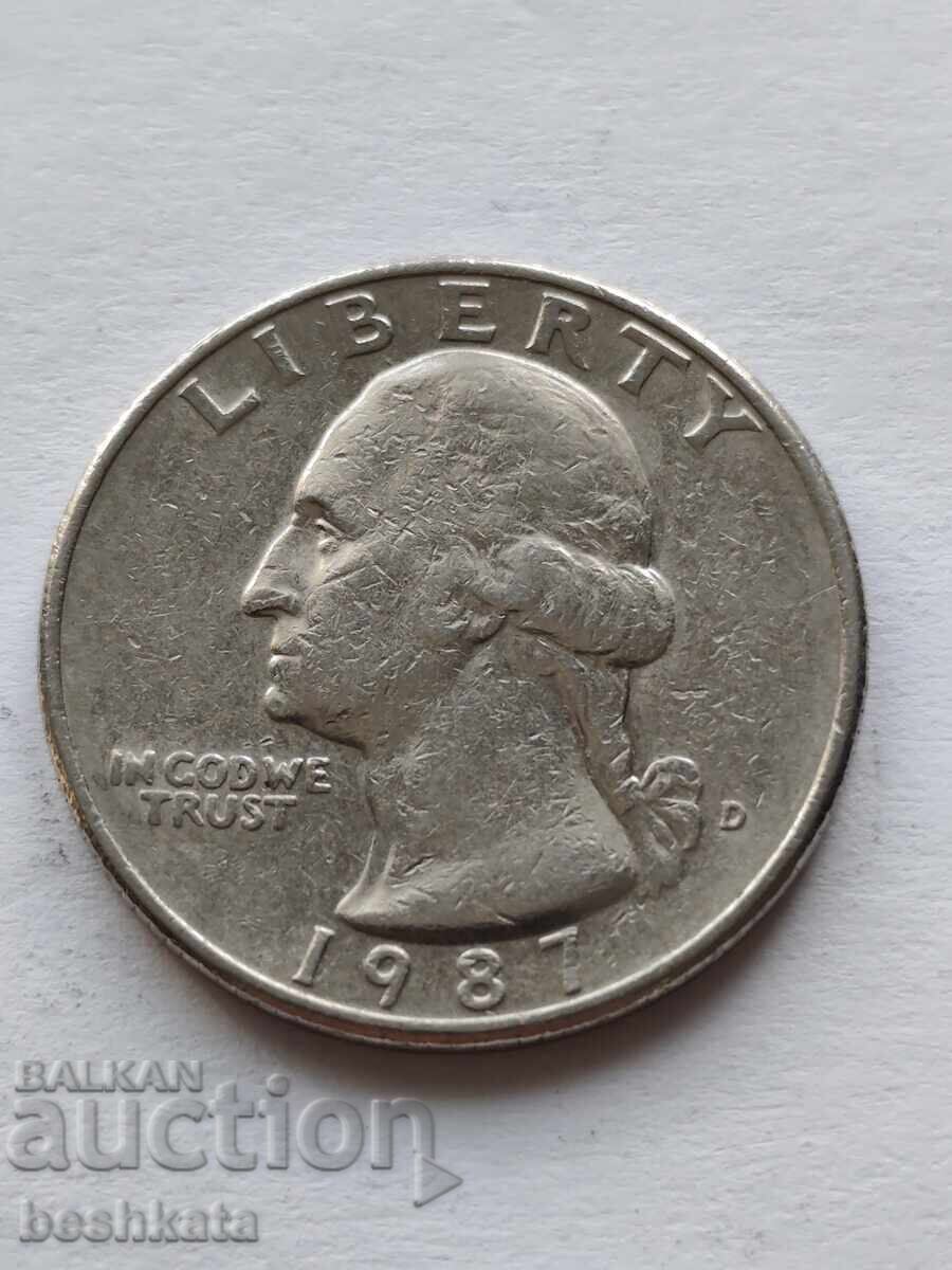 САЩ - 1/4 долар (1987 D)