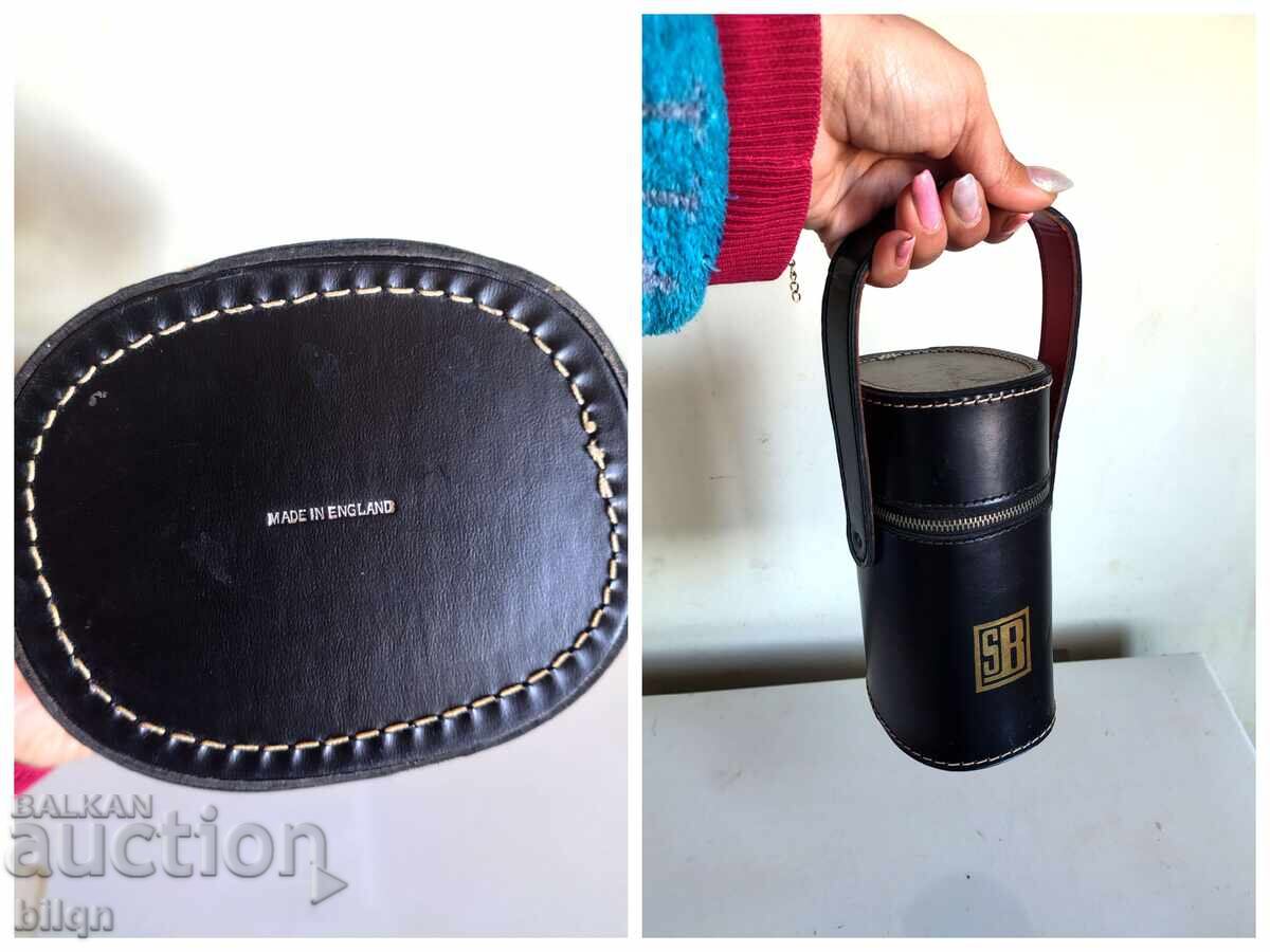 Husă din piele englezească cu sticle - Bar de călătorie - 7