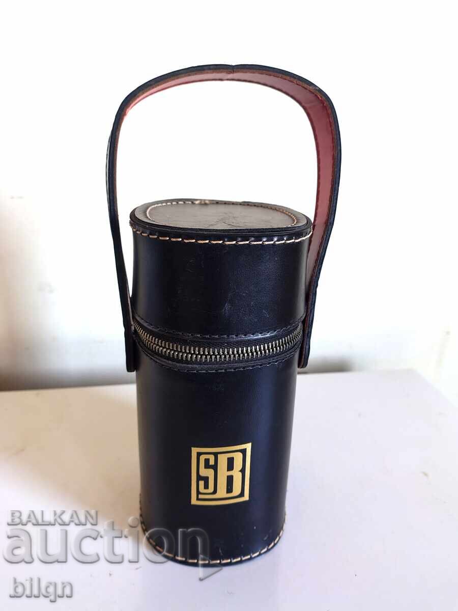 Husă din piele englezească cu sticle - Bar de călătorie