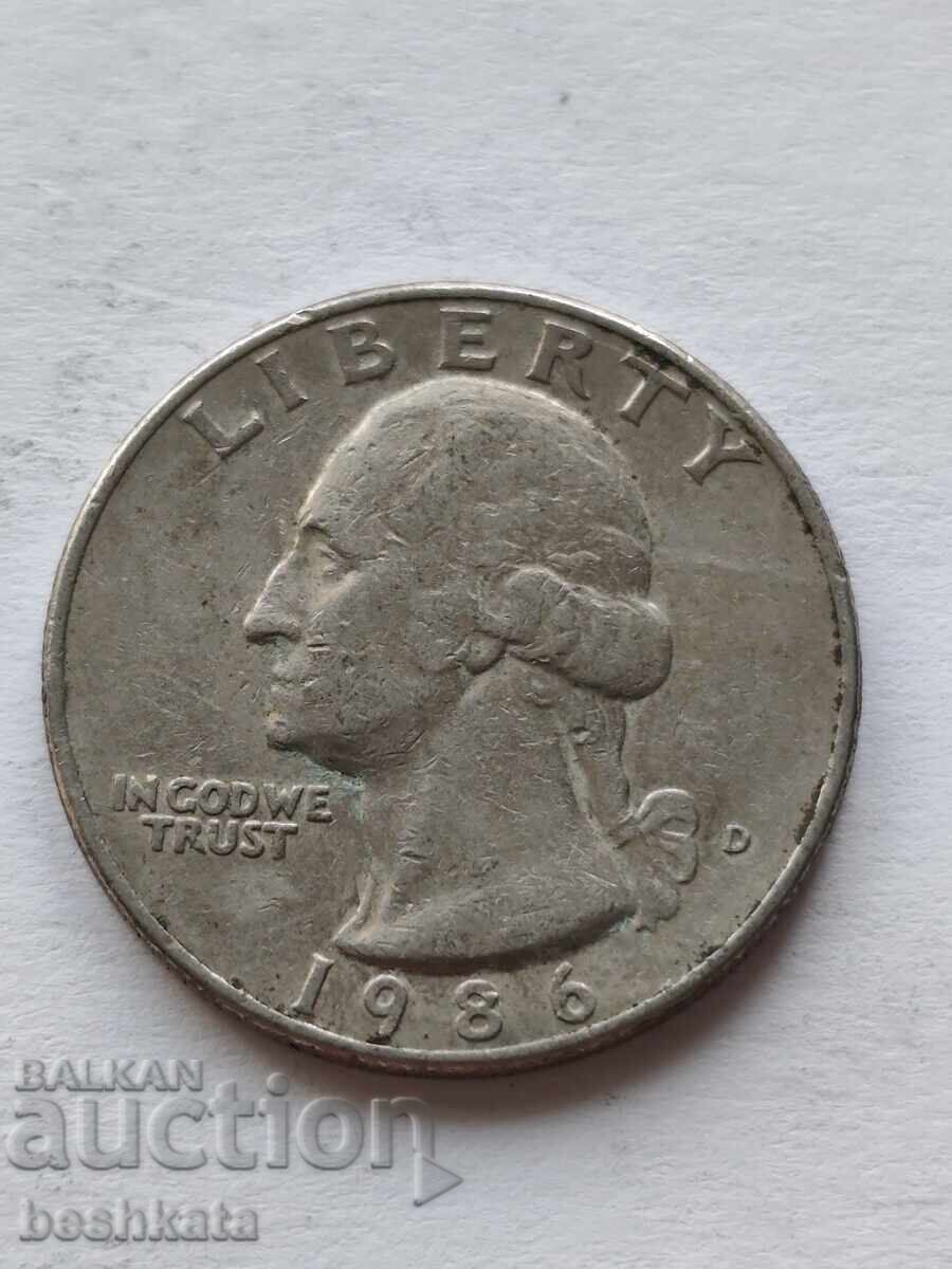 SUA - 1/4 dolar (1986 D)