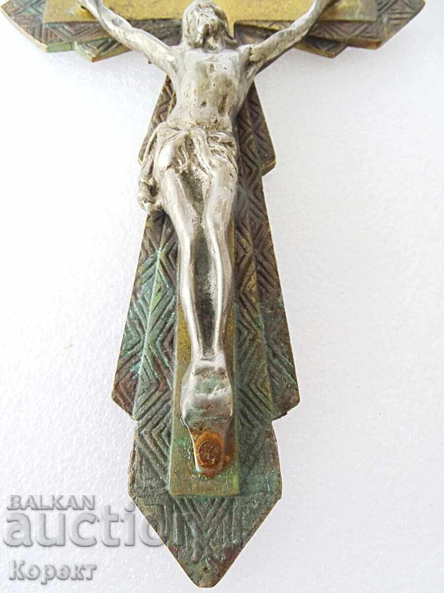Cruce de bronz de perete ortodoxă veche PSX - 6