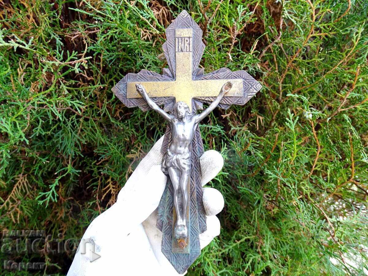 Cruce de bronz de perete ortodoxă veche PSX