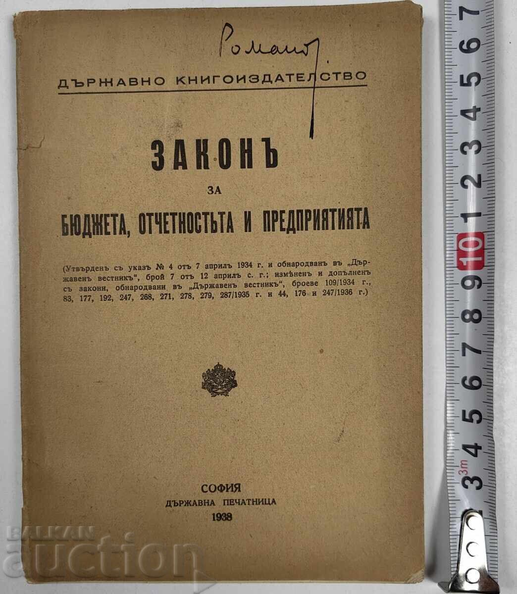 1938 LEGEA PRIVIND BUGETUL, CONTABILITATEA ȘI ÎNTREPRINDERILE