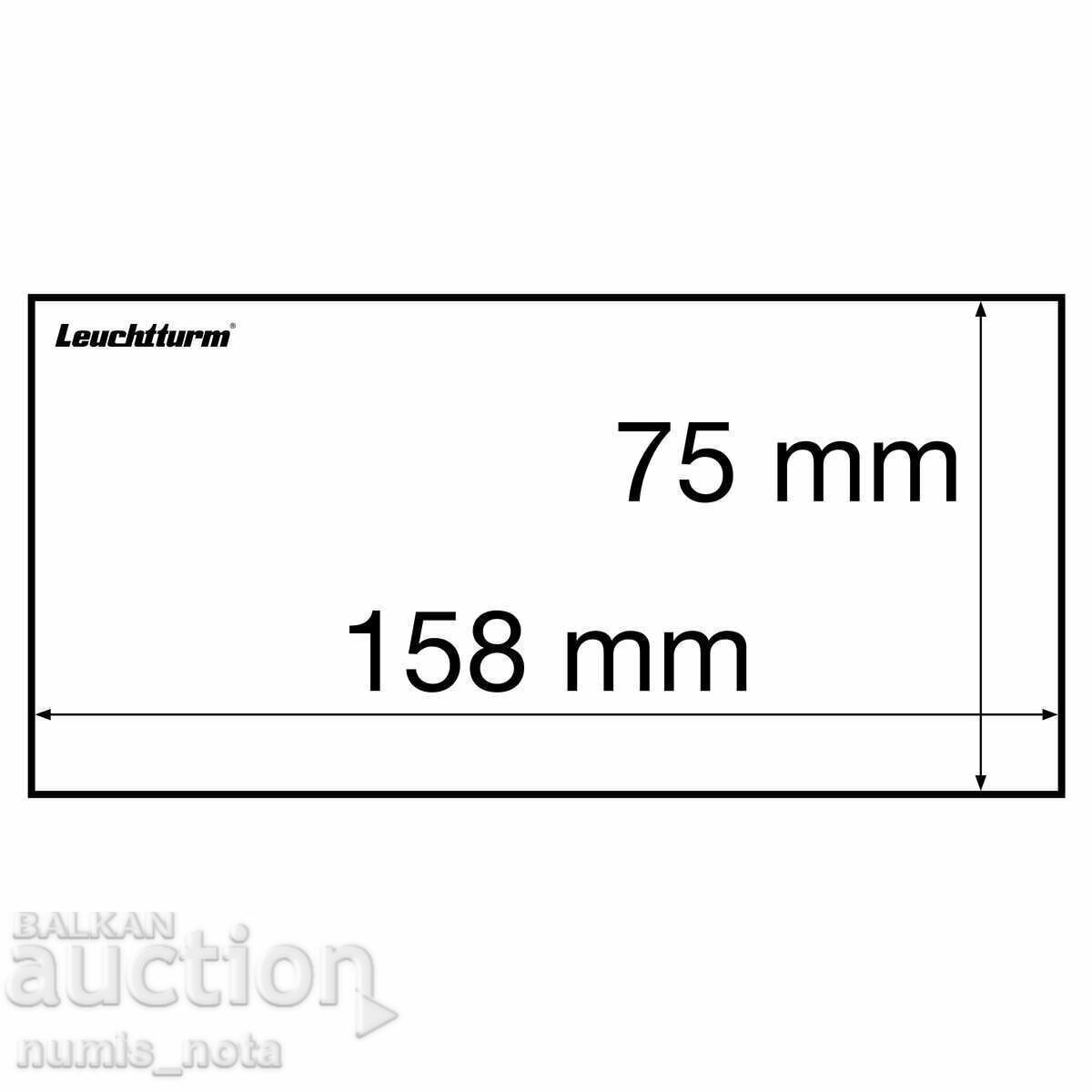 Transparent banknote packaging - Leuchtturm - 166 x 81 mm. with price € 13.00 | 25.43 BGN Transparent banknote packaging - Leuchtturm - 166 x 81 mm. with price € 13.00 | 25.43 BGN