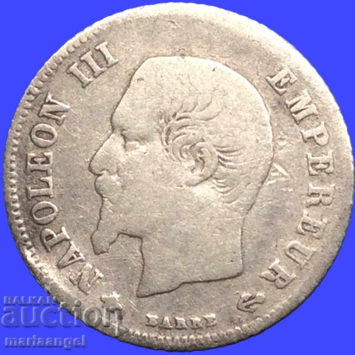 20 εκατοστά 1860 Γαλλία Στρασβούργο Ναπολέων Γ' ασήμι - 5