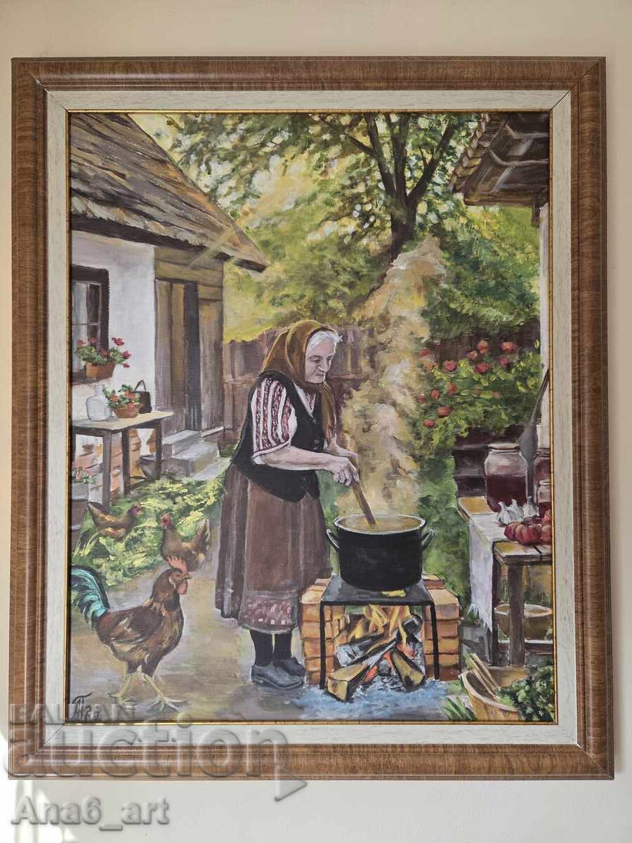 На село. Авторска картина рисувана с акрилна платно 40/50см. с цена € 99.00 | 193.63 лв.