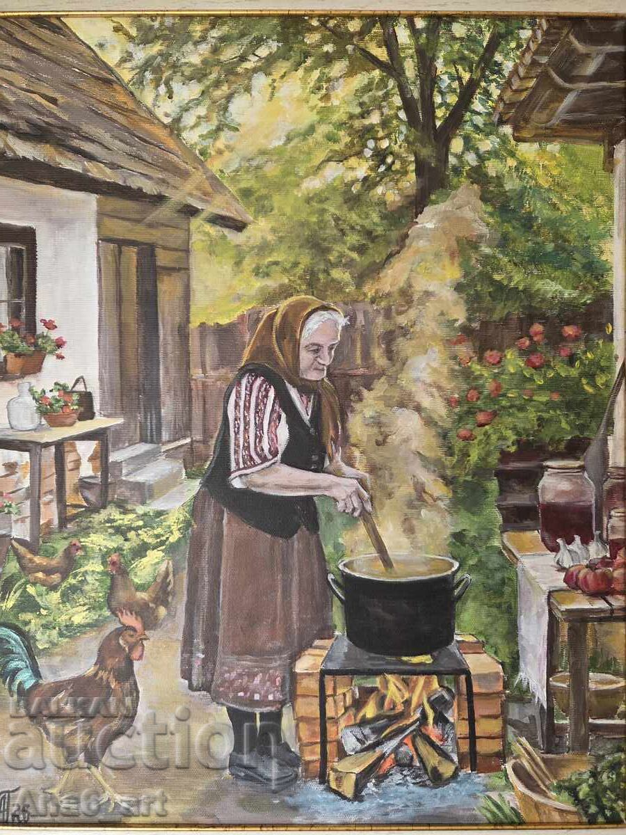 Аукцион На село. Авторска картина рисувана с акрилна платно 40/50см.