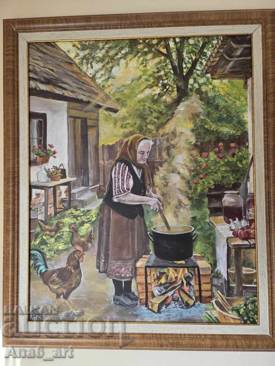 На село. Авторска картина рисувана с акрилна платно 40/50см.
