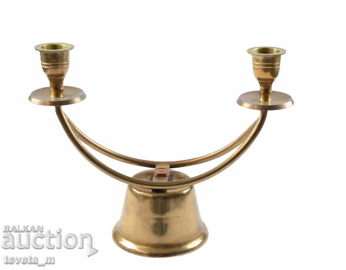 Antique bronze candlestick for two candles