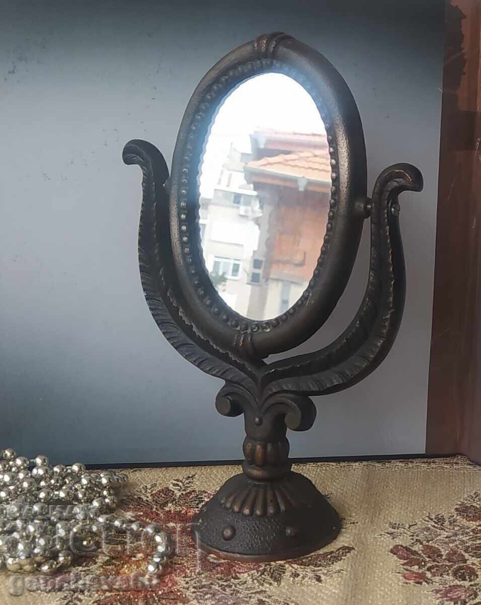 Oglindă antică cu ramă din alamă, stil baroc, din anii '20 - 7