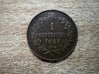 Italy - 1 centesimo (1867) - MD 'M' Mark - Milan