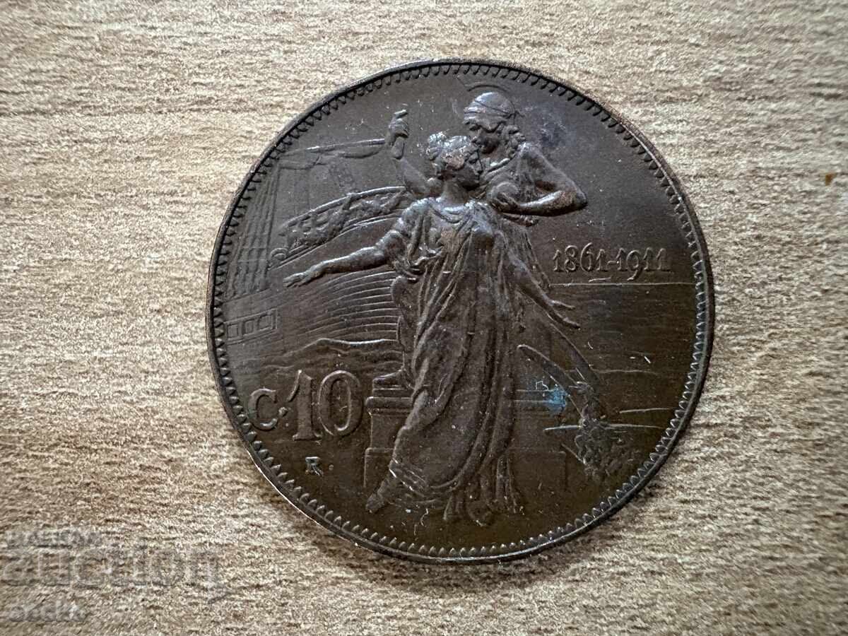 Italia - 10 centesimi (1911) - 50g. Regatul