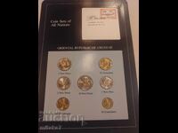 Set of coins and postage stamp, Uruguay