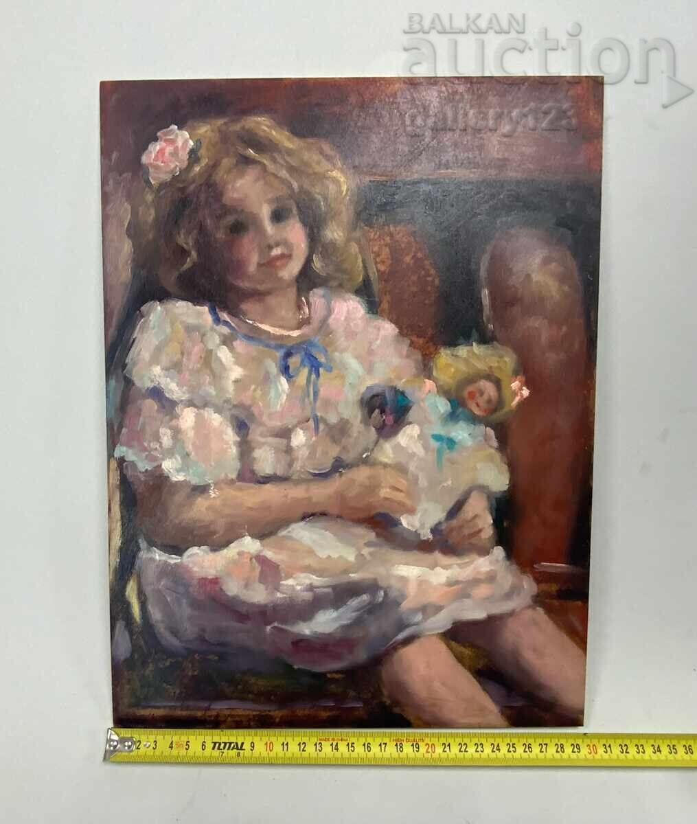 Licitație Tablou vechi ulei pe placă de lemn (fașer) 39/29cm