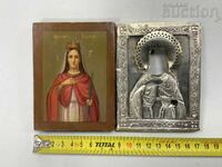 Icoană veche țaristă Rusia argint marcaje 84 pictată - 1870