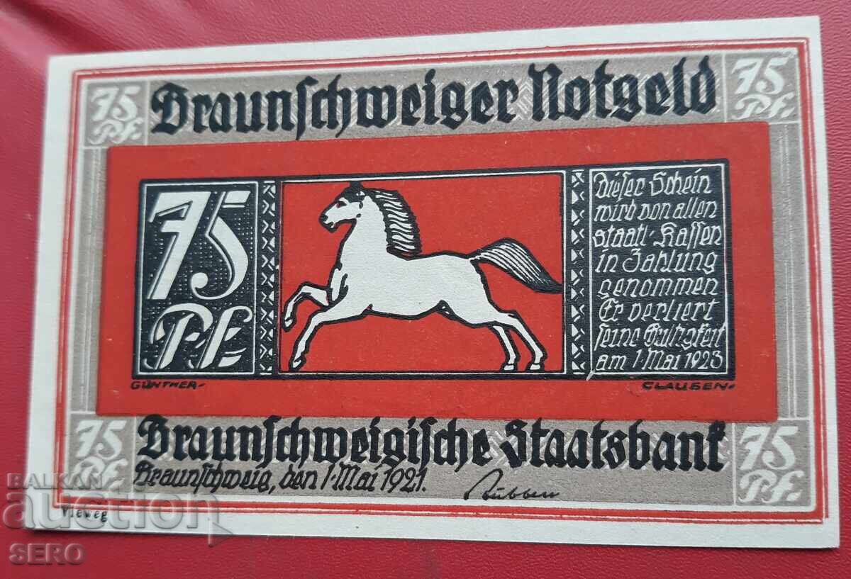 Банкнота-Германия-Брауншвийг-75 пфенига 1921 Банкнота-Германия-Брауншвийг-75 пфенига 1921