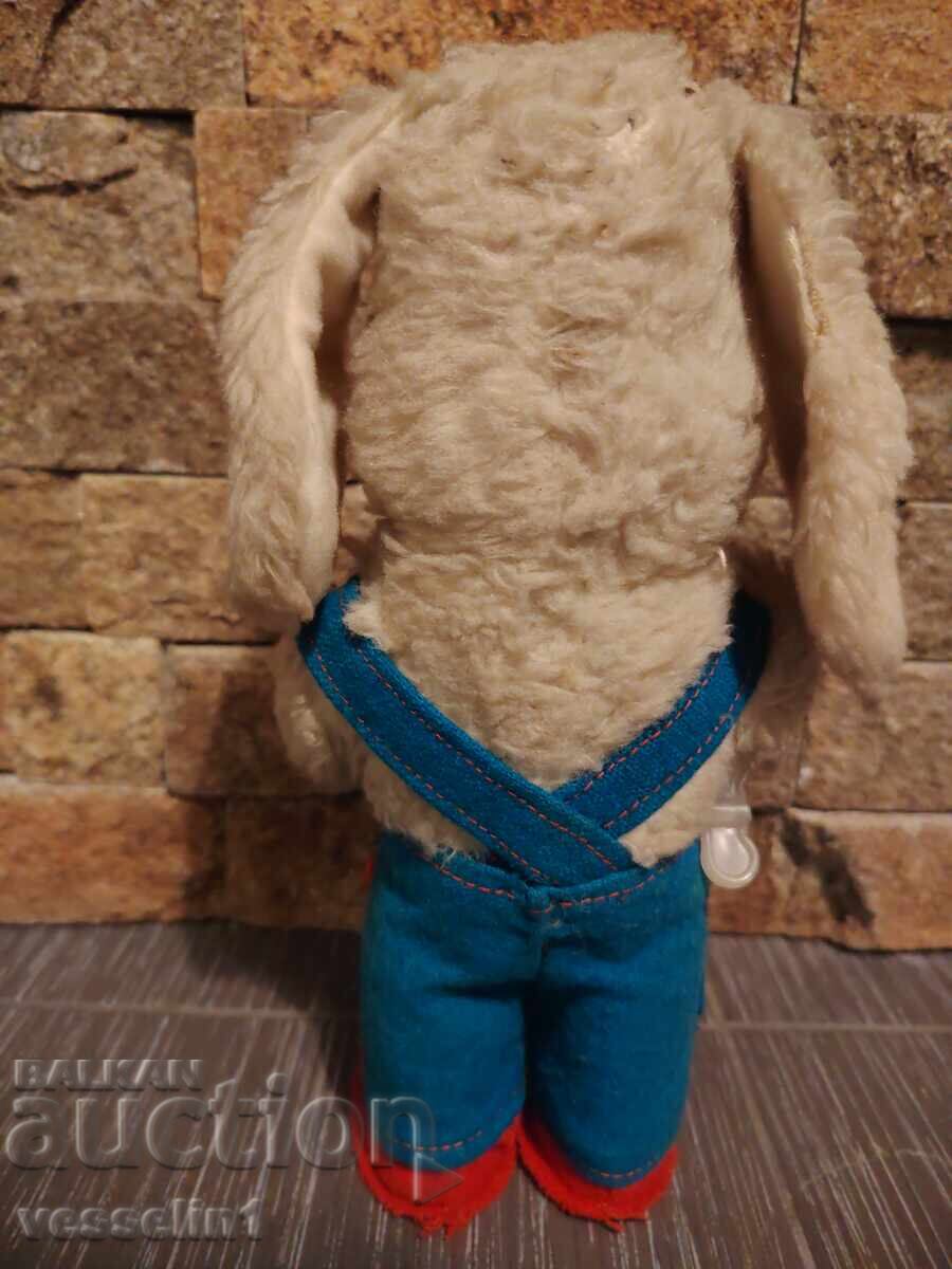 Δημοπρασία Παλιά κούκλα παιχνίδι με κουρδιστό σκυλάκι με πιατίνια