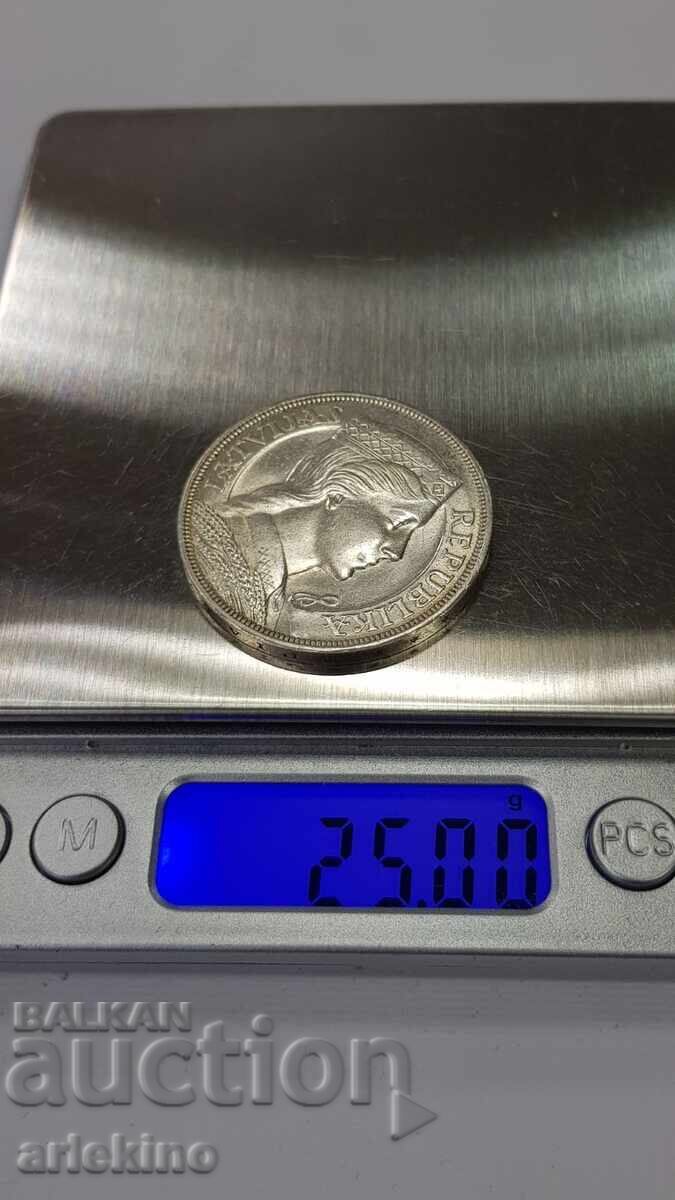 Ryadka ασημένια νομίσματα 5 LATI 1931 Δημοκρατία της Λιθουανίας - 7