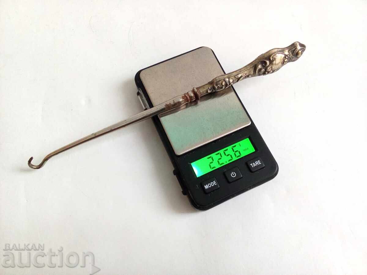 Δημοπρασία Αντίκα αγκράφα για κουμπιά λαβή ασήμι