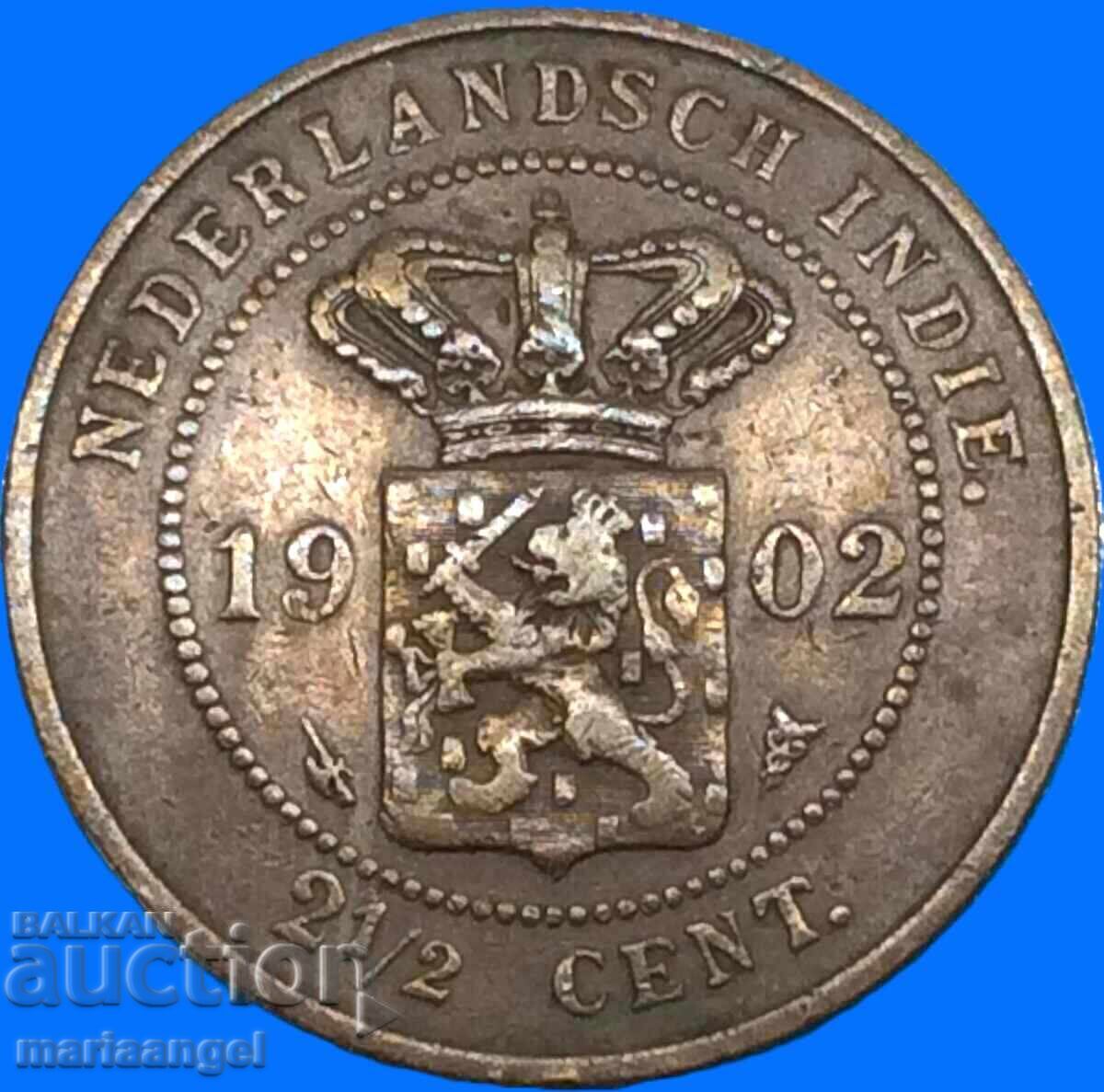 Δημοπρασία Ολλανδική Ινδία 1902 2 1/2 Σεντ 30mm 12,24γρ χαλκός