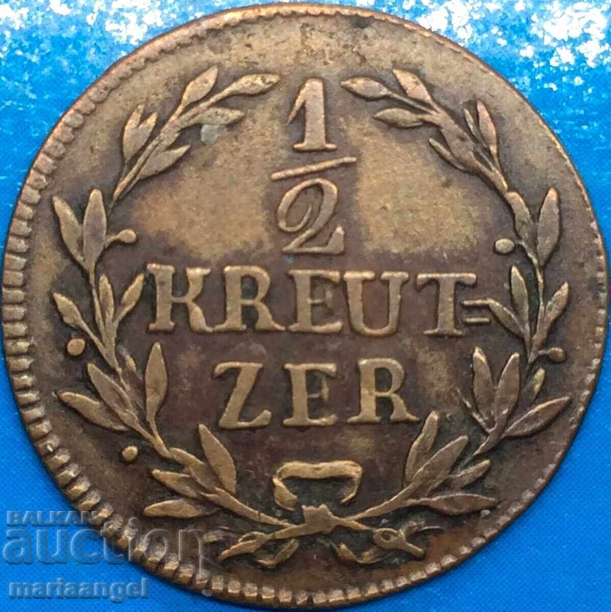 1/2 kreuzer 1817 Baden Germania 20mm - scumpă și rară cu preț € 39.00 | 76.28 BGN