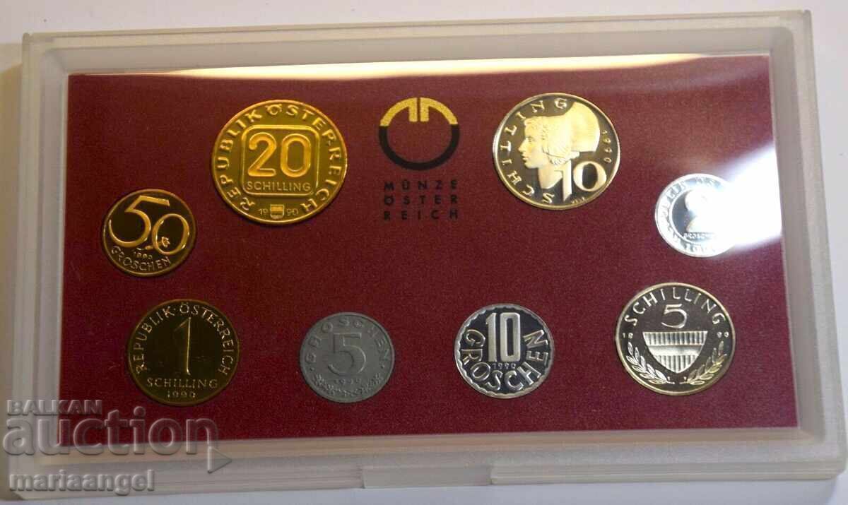Παράδοση Σετ Ευρώ Αυστρία 1990 - PROOF 8 νομίσματα κουτί
