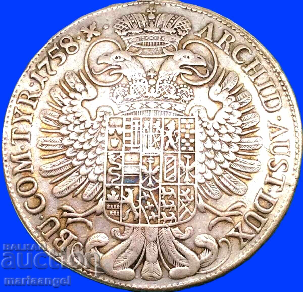 Τάληρο 1758 Αυστρία Μαρία Θηρεσία Χολ Τιρόλο 27,62γ ΣΠΑΝΙΟ - 7