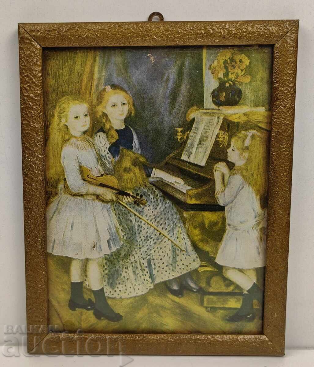 Аукцион ПИАНО СТАРА КАРТИНА РЕПРОДУКЦИЯ РАМКА СТЪКЛО ОТЛИЧНА