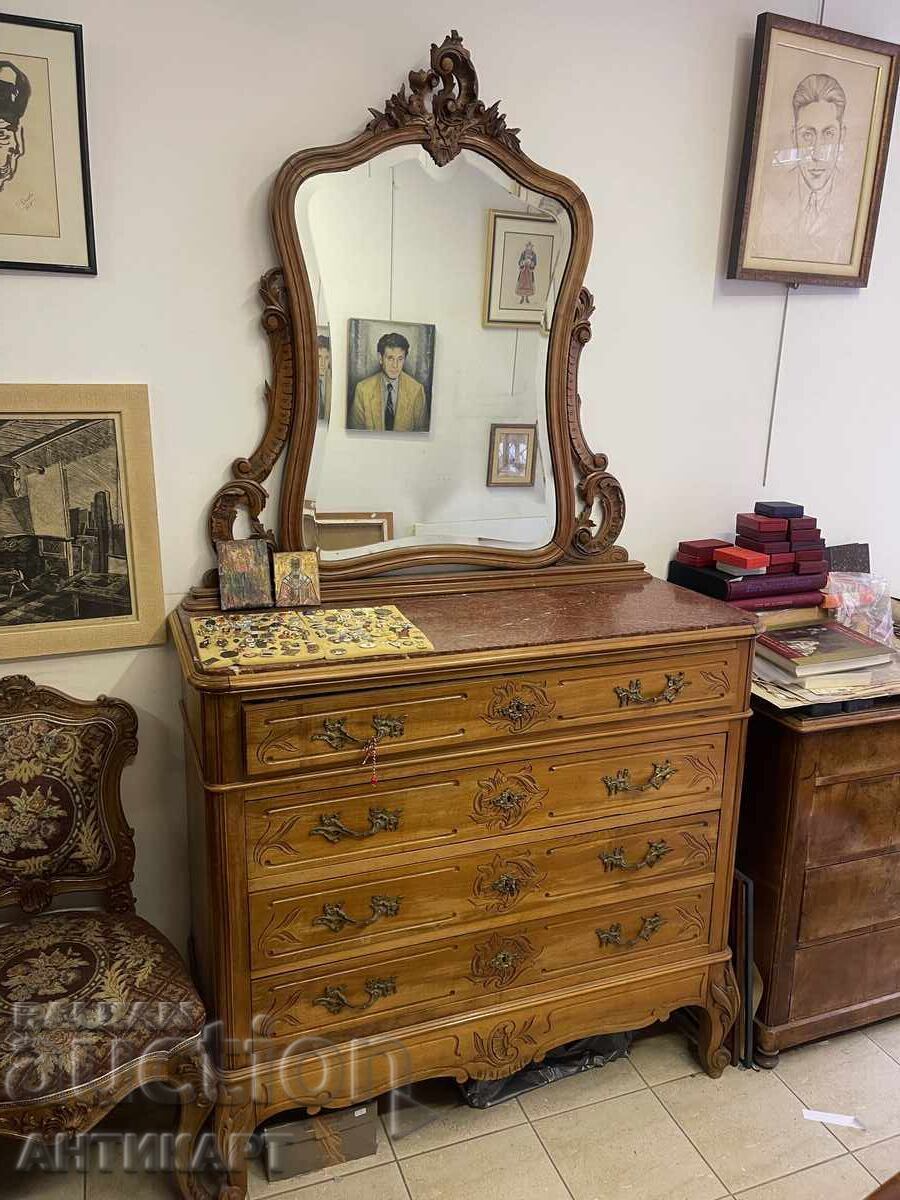Vechi dulap de salon cu oglindă, circa 1900, nuc, marmură cu preț € 499.00 | 975.96 BGN