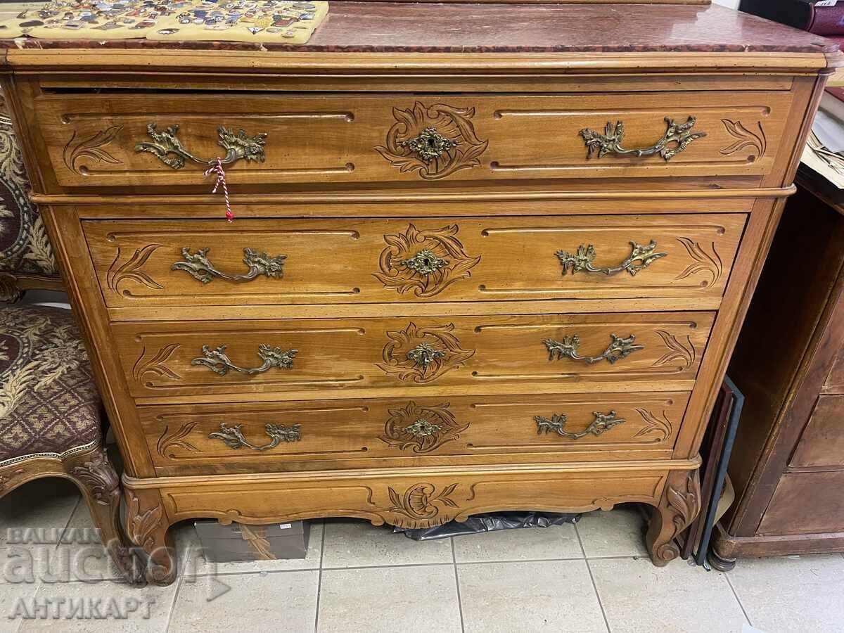 Licitație Vechi dulap de salon cu oglindă, circa 1900, nuc, marmură