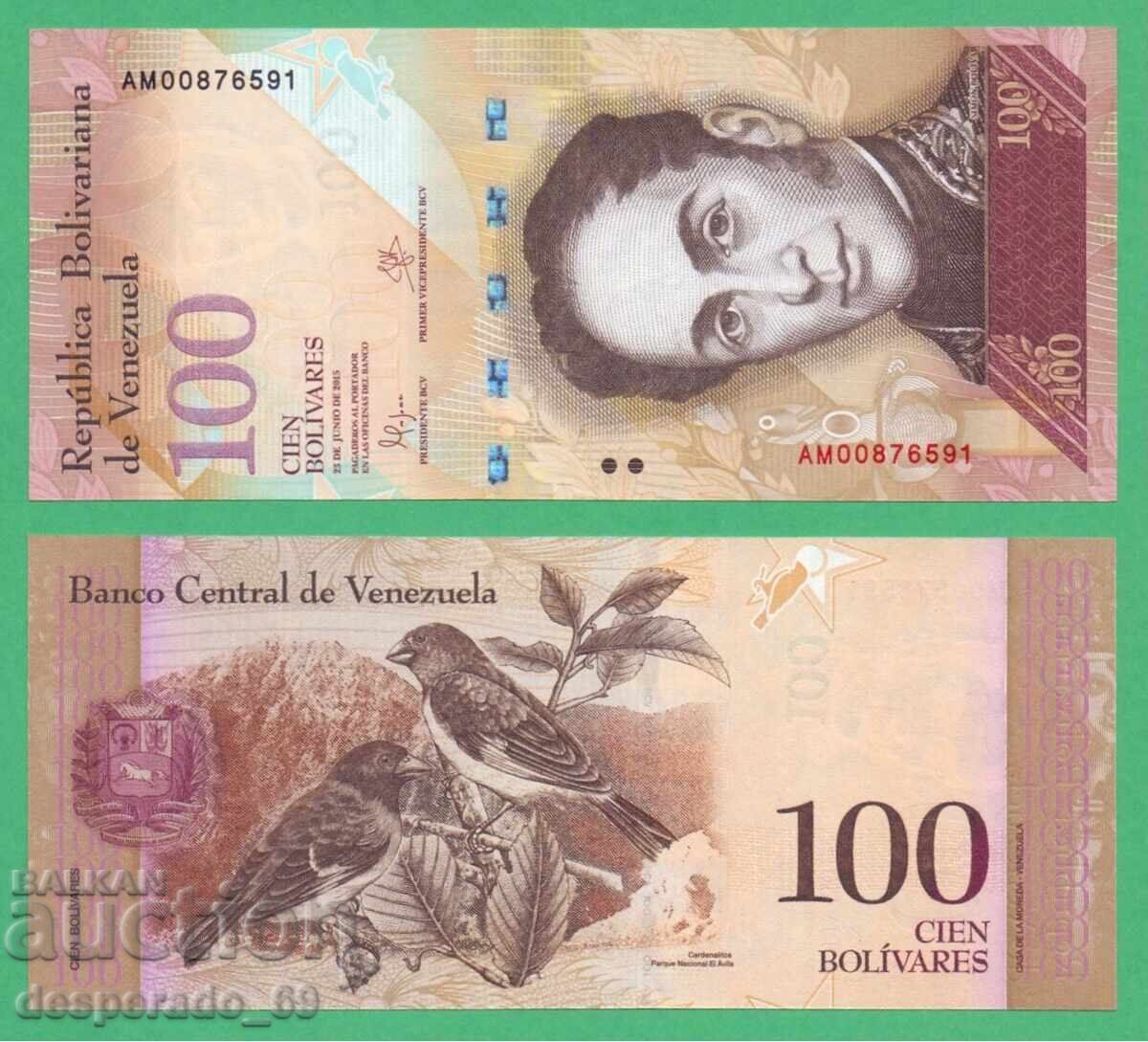 (¯`'•.¸ VENEZUELA 100 Bolivar 2015 UNC ¸.•'´¯)