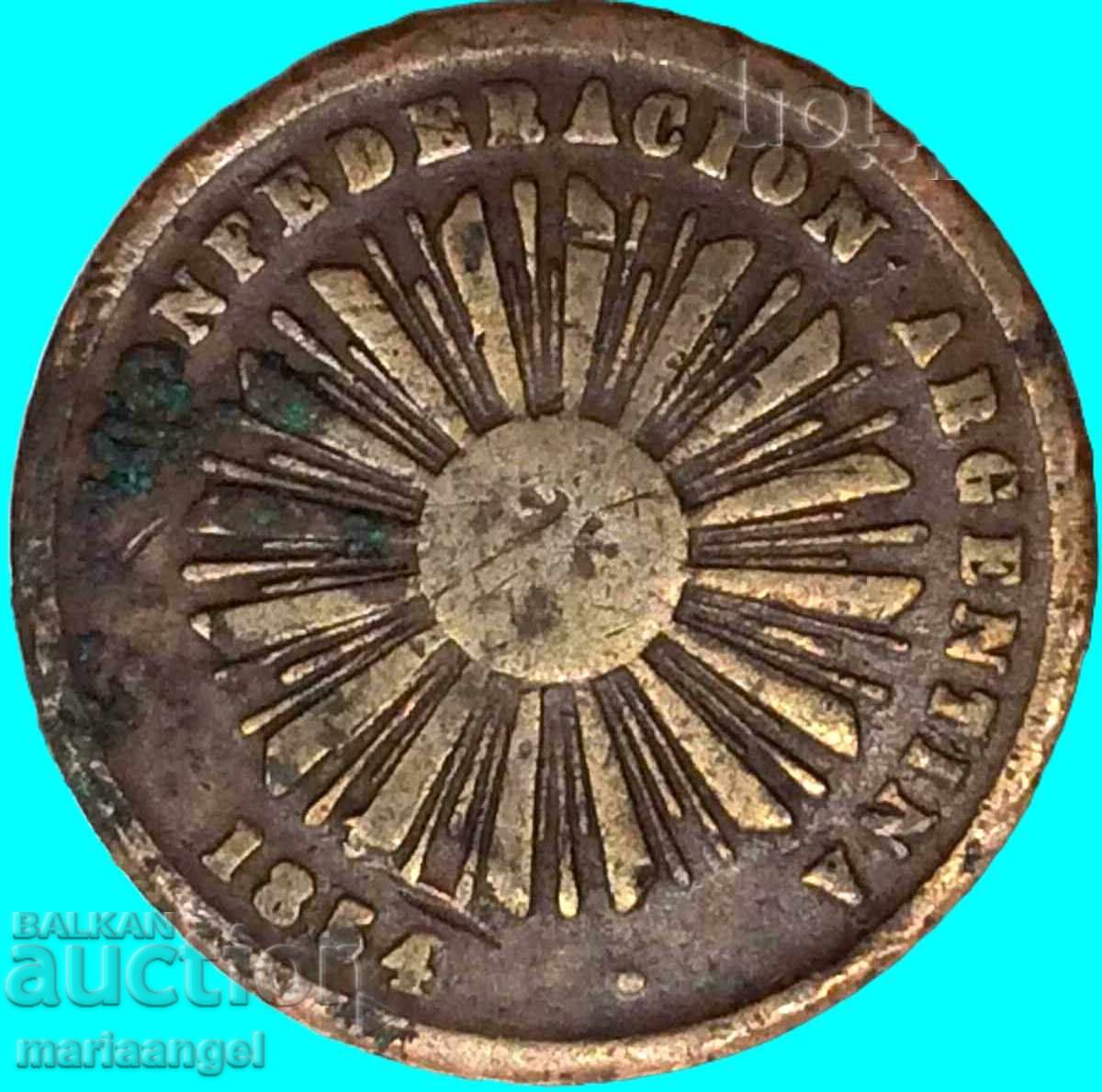 Argentina 1854 2 (Dos) Centavos 29mm Rare