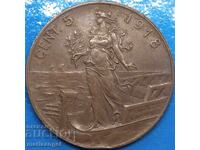 Италия 5 чентесими 1918 24мм Голяма мед