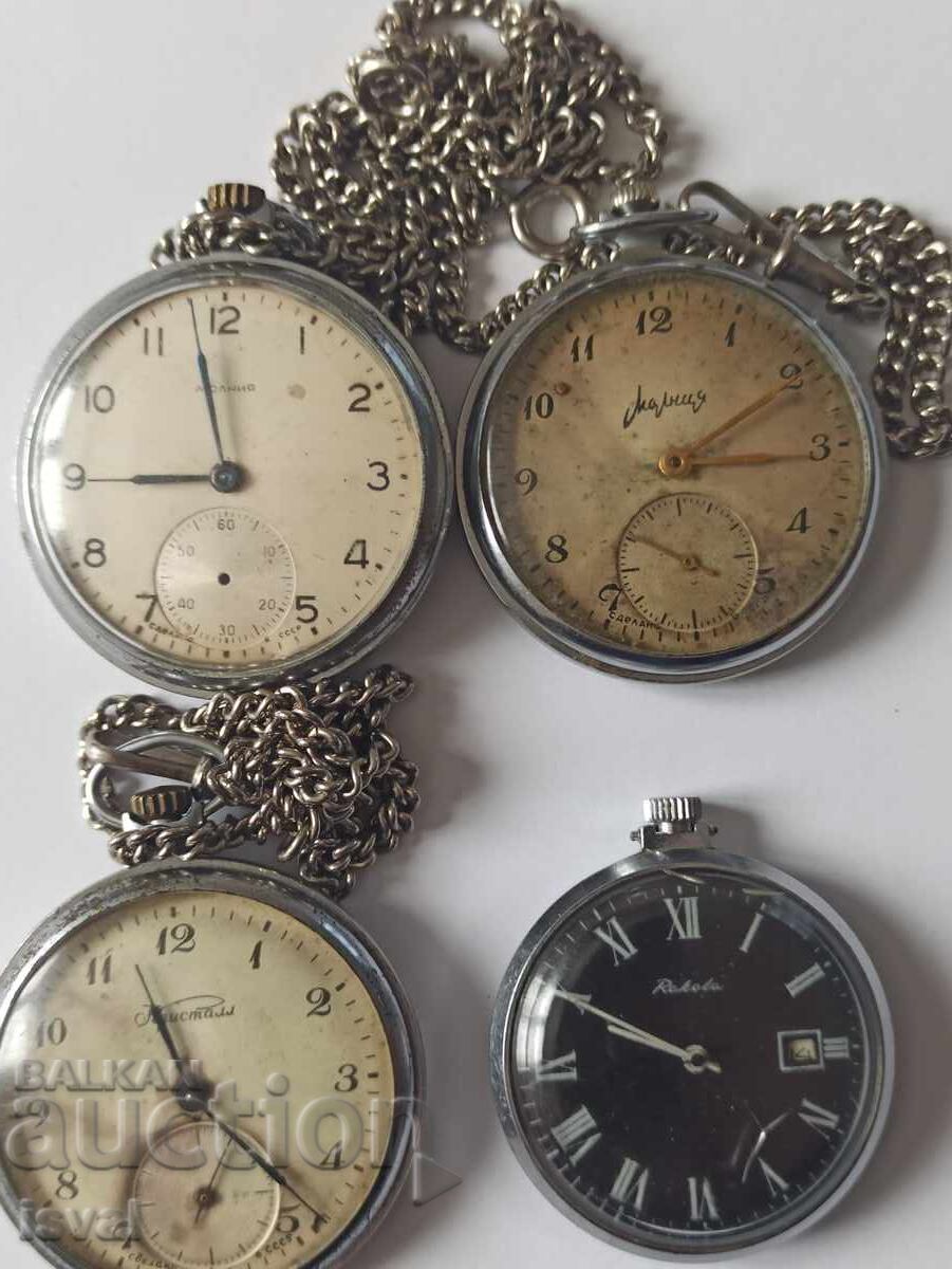 Ρωσικά ρολόγια τσέπης - Molniya, Κristal, Raketa - παρτίδα!