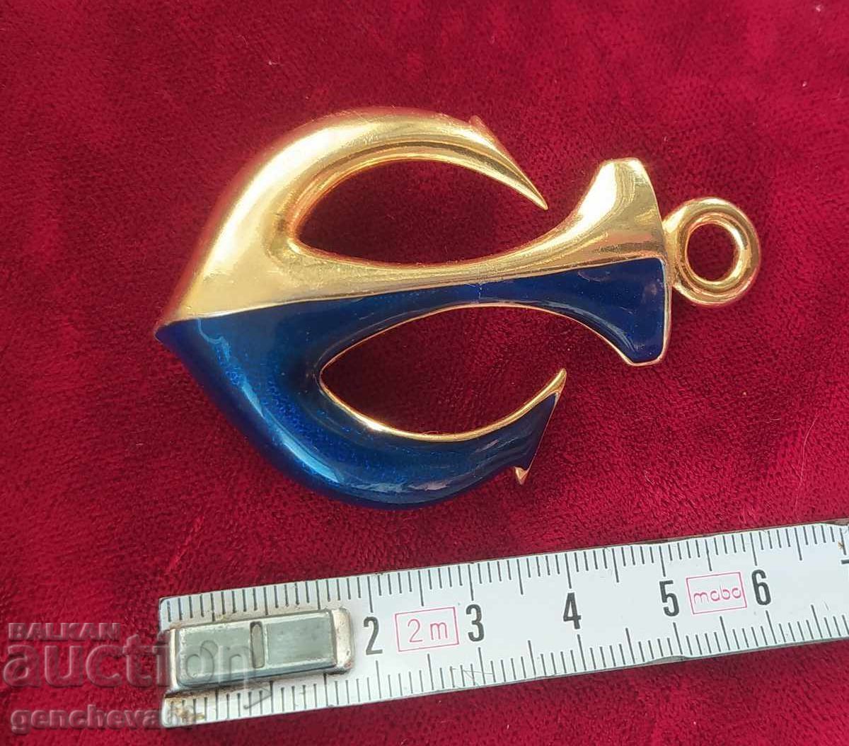 Αντίκα καρφίτσα Άγκυρα χρυσή, μπλε σμάλτο με τιμή € 21.00 | 41.07 BGN