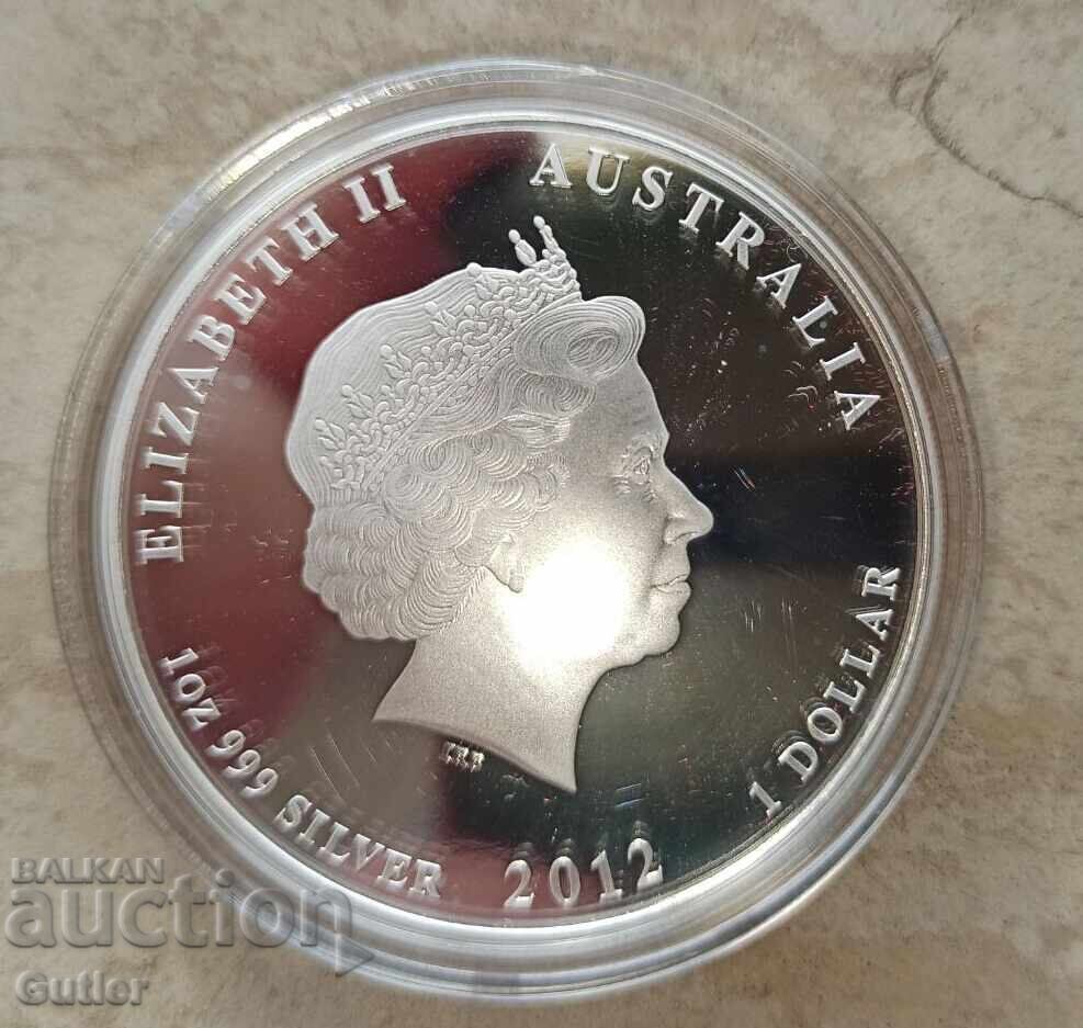 Ασημένιο 1 Oz Lunar, Έτος του Δράκου 2012 κόκκινο με τιμή € 139.00 | 271.86 BGN