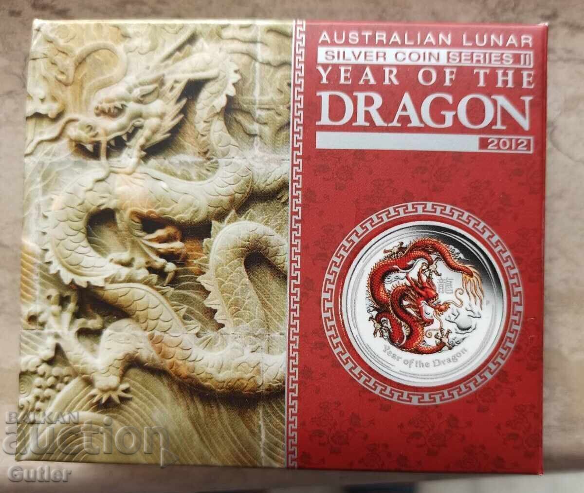 Δημοπρασία Ασημένιο 1 Oz Lunar, Έτος του Δράκου 2012 κόκκινο