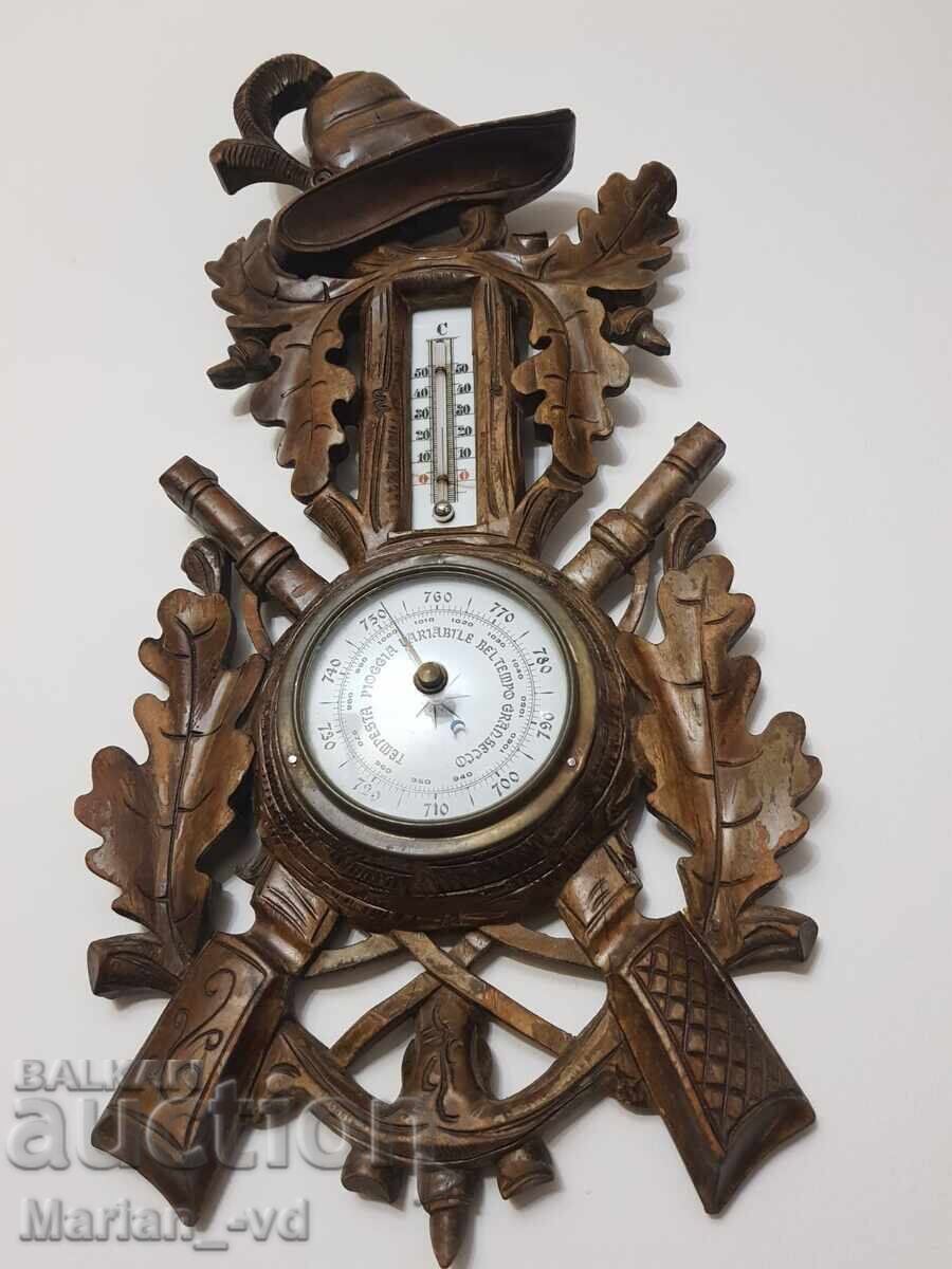 Стар резбован барометър и термометър от около 1890година - 6 Стар резбован барометър и термометър от около 1890година - 6