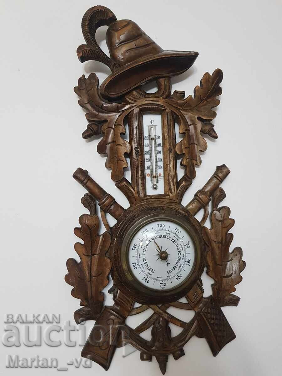 Стар резбован барометър и термометър от около 1890година - 7 Стар резбован барометър и термометър от около 1890година - 7