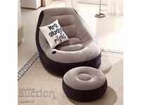 Inflatable, armchair armchair barbaron and pouf stool suede Int