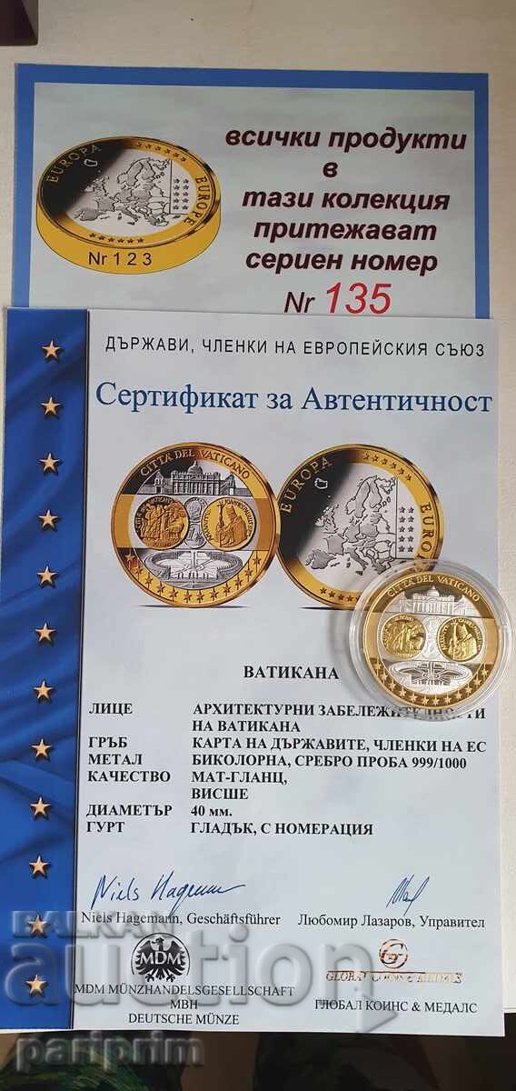 Сребро 999, 20 гр., 24 кт, ВАТИКАНА, Proof, ЧЕТИ