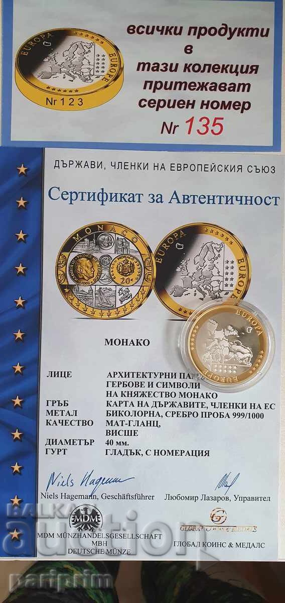 Argint 999, 20 gr., 24 kt, MONACO, Proof, PATRU cu preț € 75.00 | 146.69 BGN
