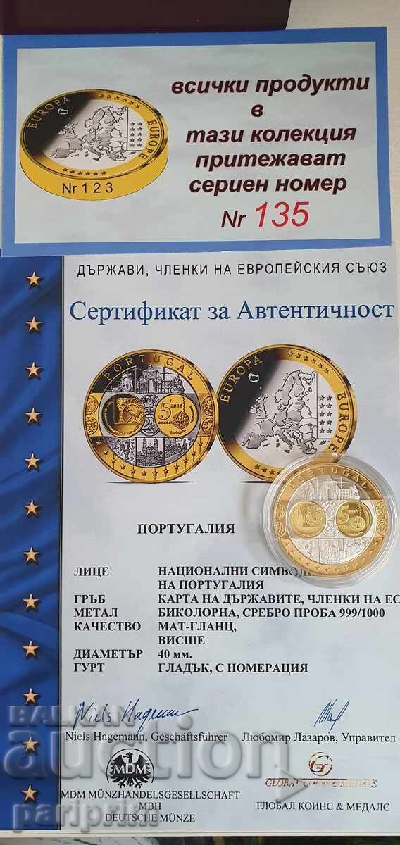 Argint 999, 20 gr., 24 kt, PORTUGALIA, Proof, CITIȚI Argint 999, 20 gr., 24 kt, PORTUGALIA, Proof, CITIȚI