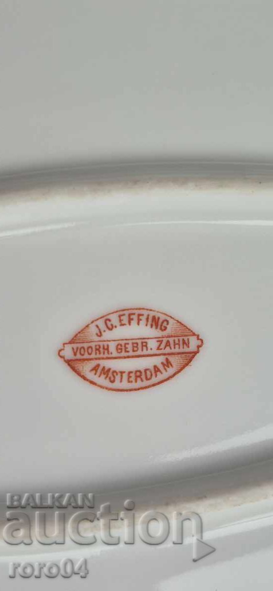 ОГРОМНО ПОРЦЕЛАНОВО ПЛАТО - J. C. EFFING AMSTERDAM - 7