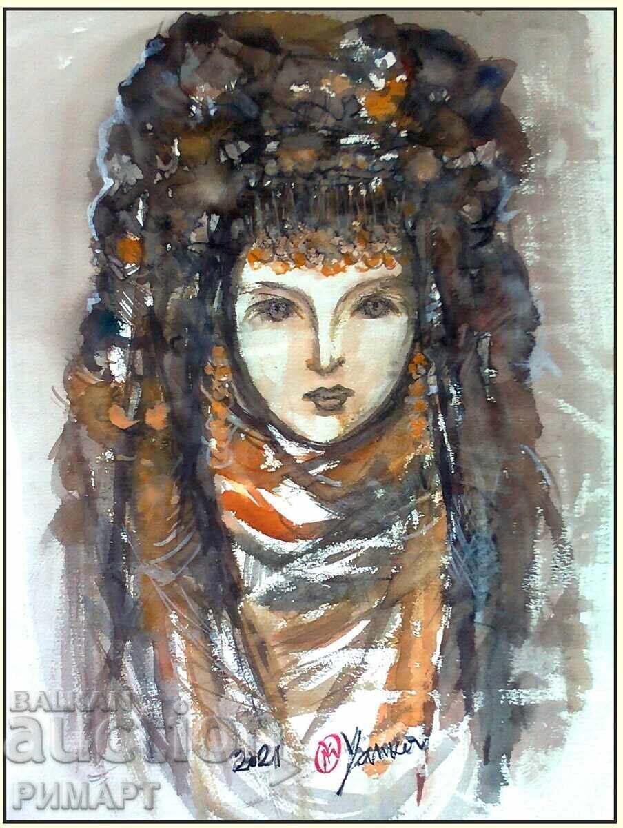 Мома от Тракия-акварел размер 55/35см