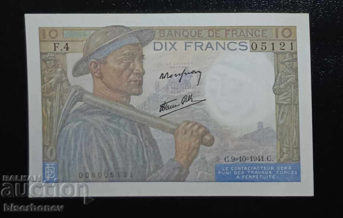 Franța, Franța, 10 franci 1941, UNC