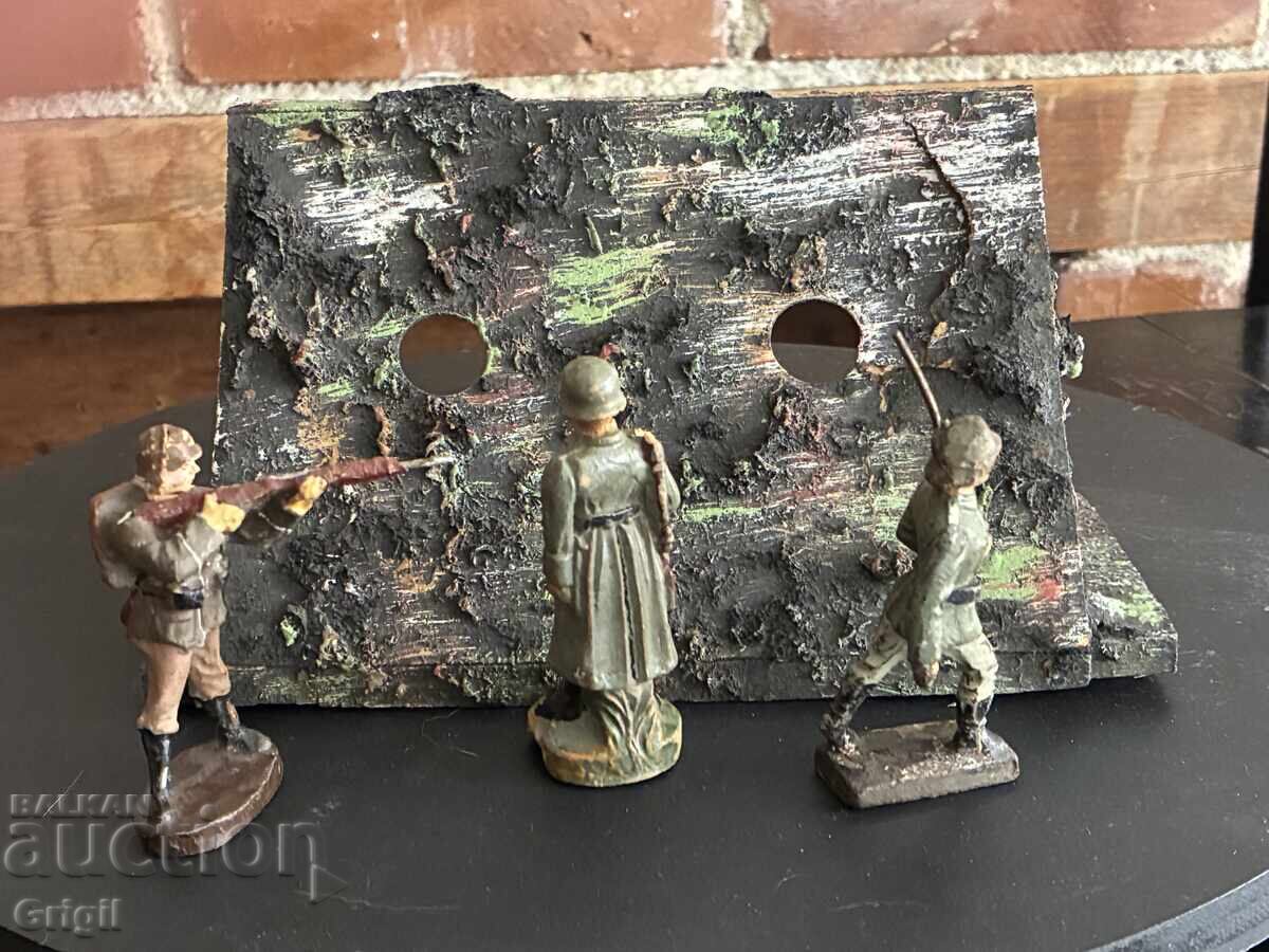 Παράδοση Παλιά φιγούρες στρατιωτών και bunker. Elastolin, Lineol