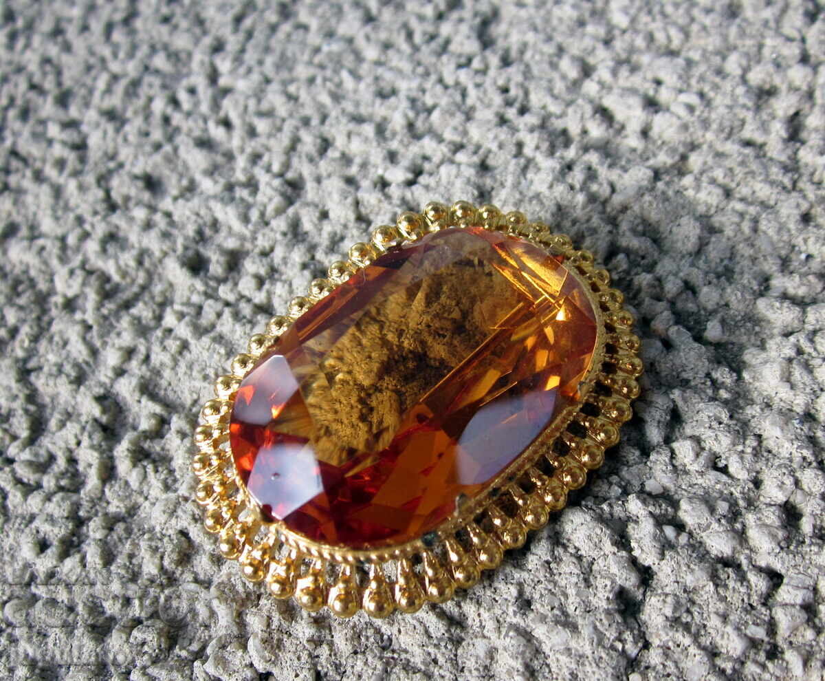 Аукцион старинна стара маркирана позлатена дамска брошка бижу