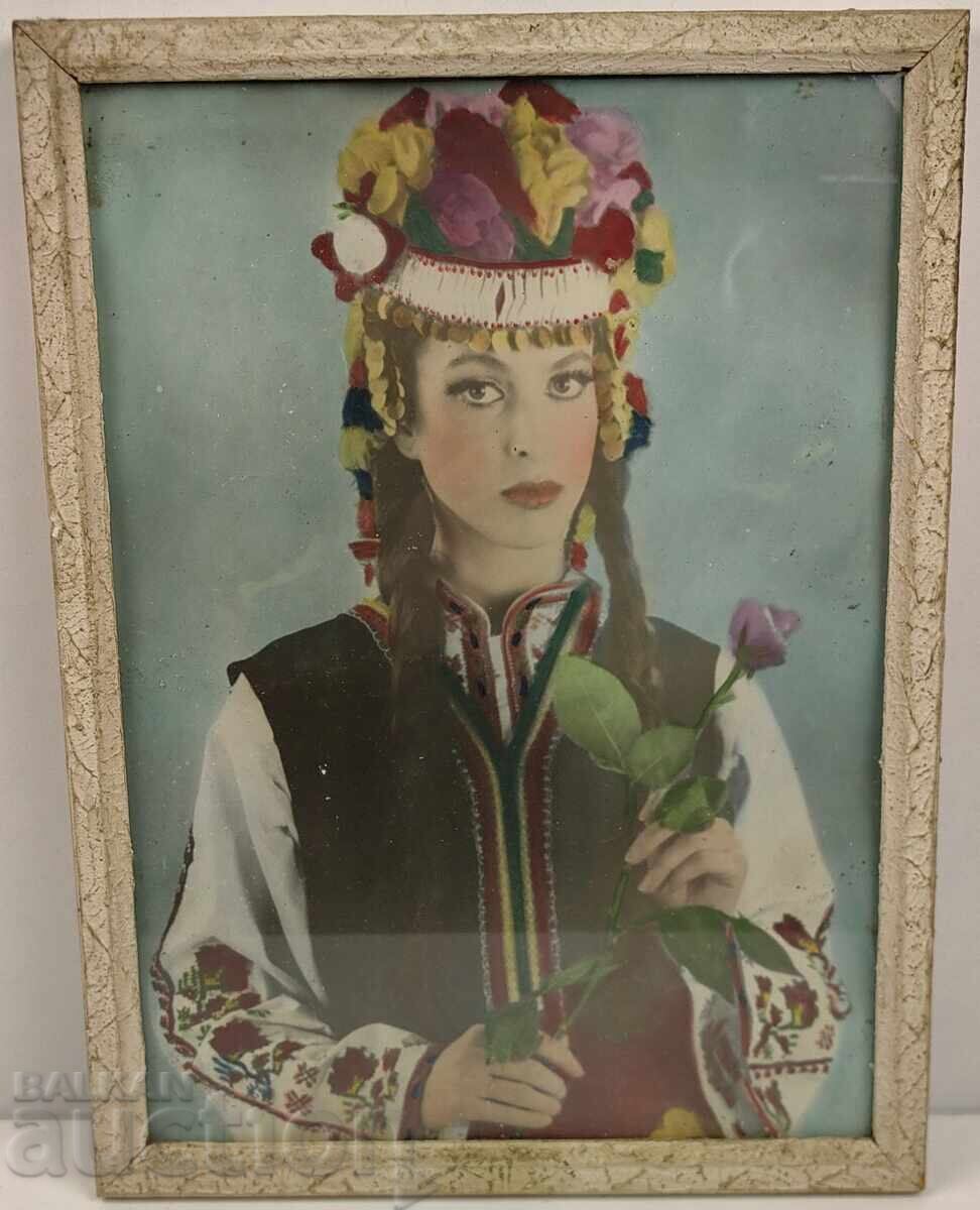 Auction  OLD REPRODUCTION PAINTING ETHNIC COSTUME FRAME GLASS